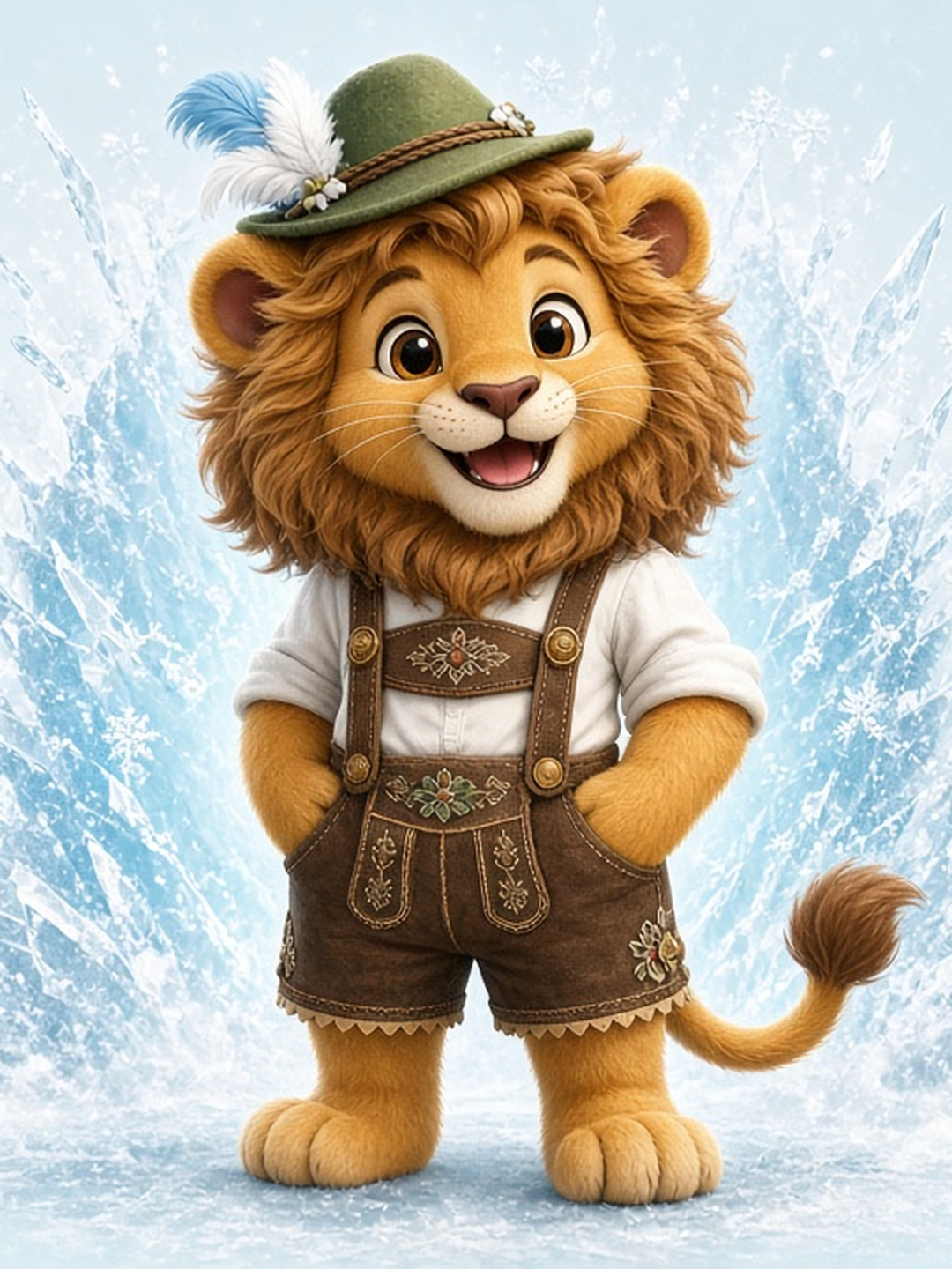 Kids activities — lederhosen lion mascot