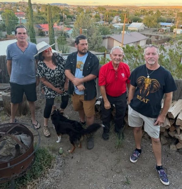Date Street Five — the five band members and their dog above Truth or Consequences